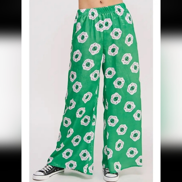 NWT SPACE TRAVELER ALIEN PRINT SATIN STRAIGHT LEG PANT, VARIOUS SIZES - Picture 7 of 9